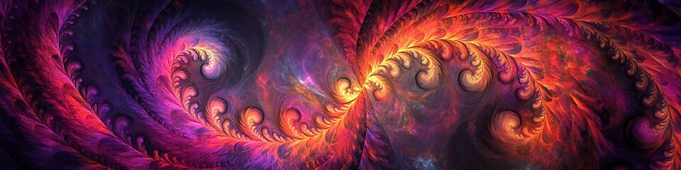 Obraz premium A dynamic, abstract fractal pattern with a wide area for text