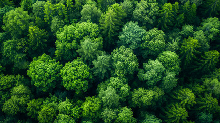 Fototapeta premium Aerial View of Summer Forest Landscape. Woodland Serenity. Top of the World