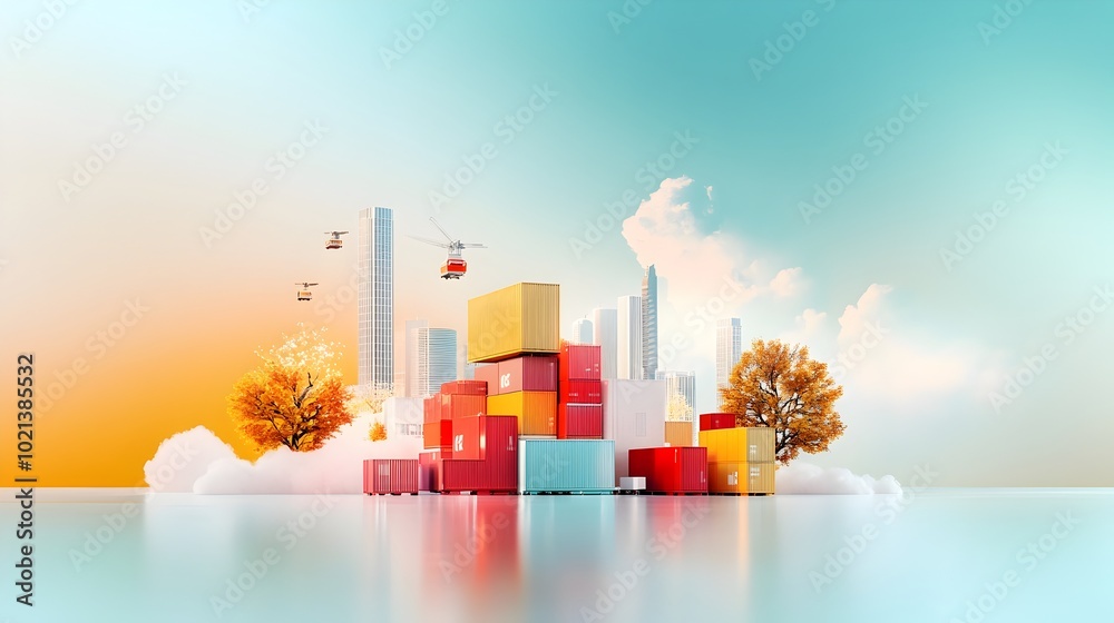 Poster streamlined ai powered global logistics network with optimized intermodal hubs data driven fleet man