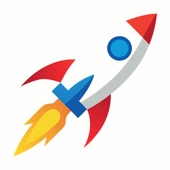 Rocket spaceship launch vector illustration.
