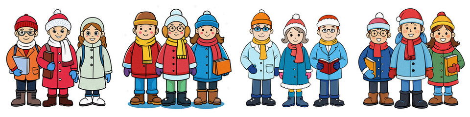Teachers dress in winter illustration isolated on transparent background PNG file