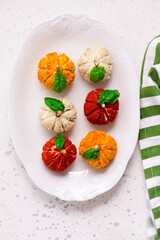 Pumpkin-Shaped Cheese Balls with Spices.selective focus