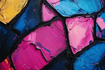 Abstract Close-up of Colorful Paint on a Canvas