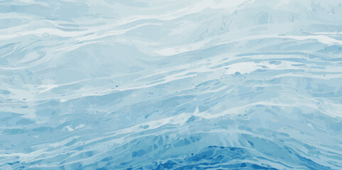 Vector ocean watercolor soft blue and white wavey curve line background. Blue water ocean sea wave seamless background.