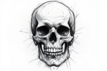 Obraz premium human skull on white background