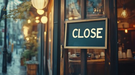 A close-up of a shop door with a "CLOSE" sign, indicating it's not open for business.