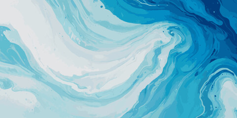 Vector ocean watercolor soft blue and white wavey curve line background. Blue water ocean sea wave seamless background.