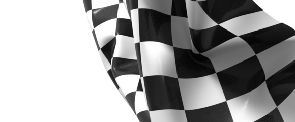 The checkered flag waves in the air signaling the end of the race