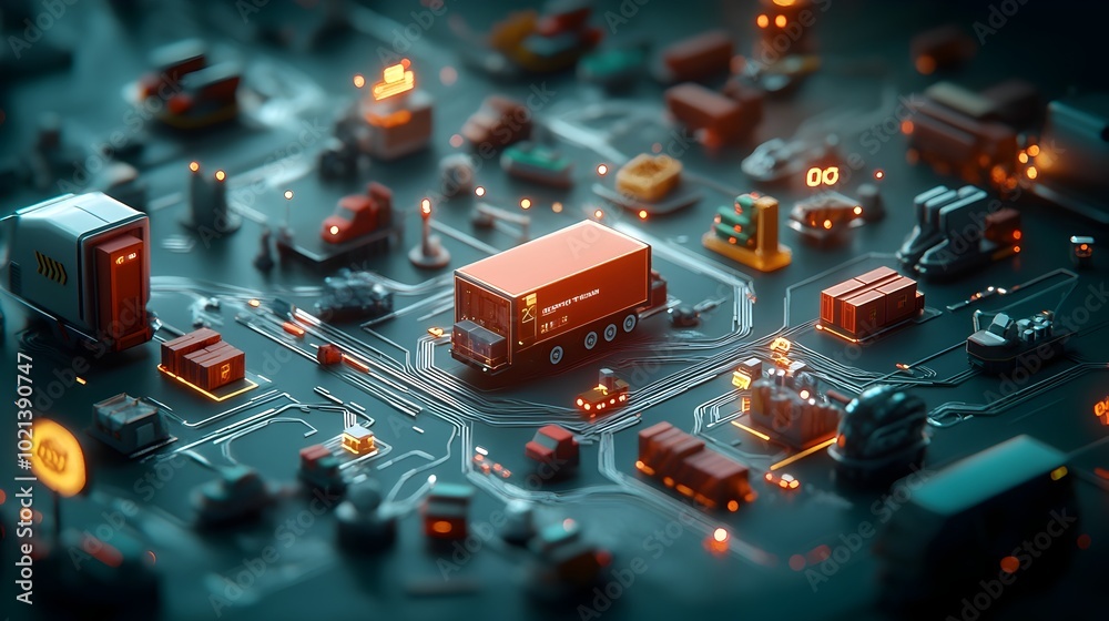 Poster ai integrated global logistics network optimizing worldwide delivery supply chains and export import