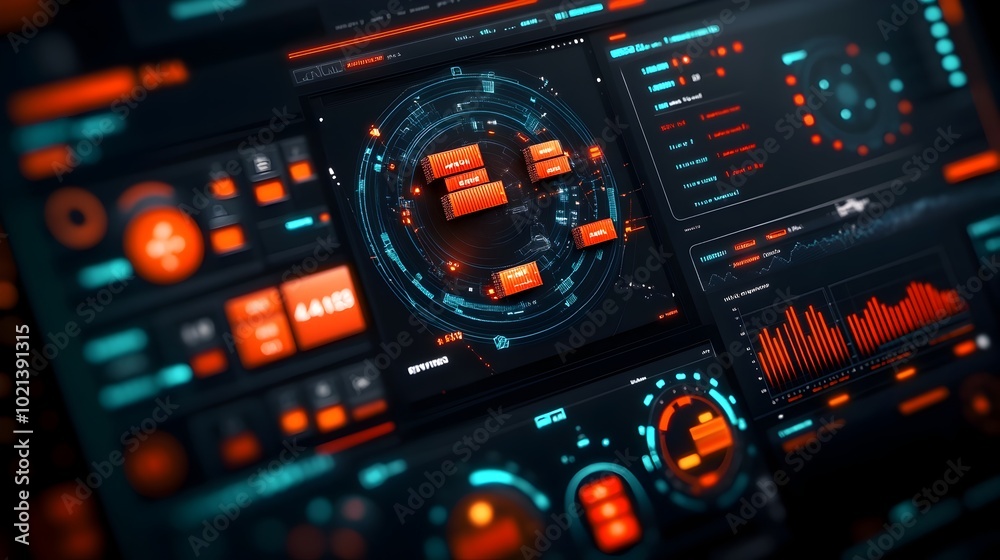 Poster futuristic ai enabled logistics management dashboard visualizing real time data and monitoring compl