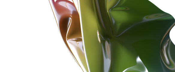 Shimmering iridescent fabric drapes creating a captivating abstract design