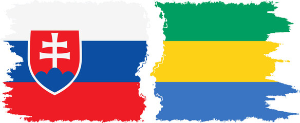 Gabon and Slovakia grunge flags connection, vector