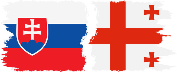Georgia and Slovakia grunge flags connection, vector