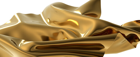 A golden wave of fabric shimmering with light