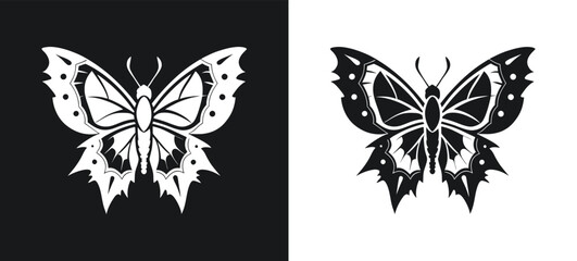 Butterfly black and white silhouette vector illustration