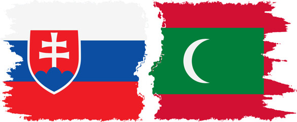 Maldives and Slovakia grunge flags connection, vector