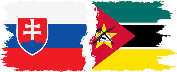 Mozambique and Slovakia grunge flags connection, vector