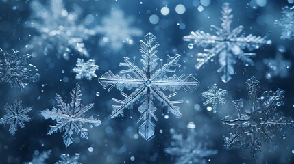 Close-up of snowflakes on a metal surface in winter