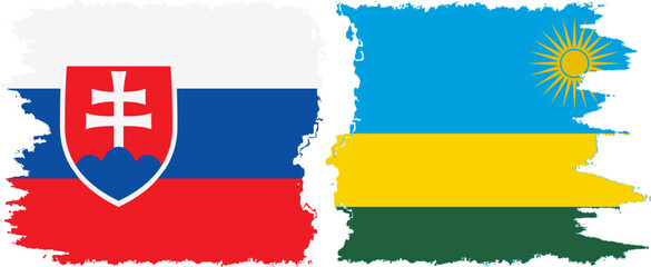 Rwandan and Slovakia grunge flags connection, vector