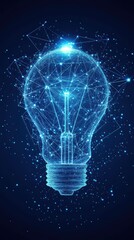 AI-Generated Light Bulb with Blue Background