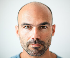Obraz premium A man with a shaved head and a beard