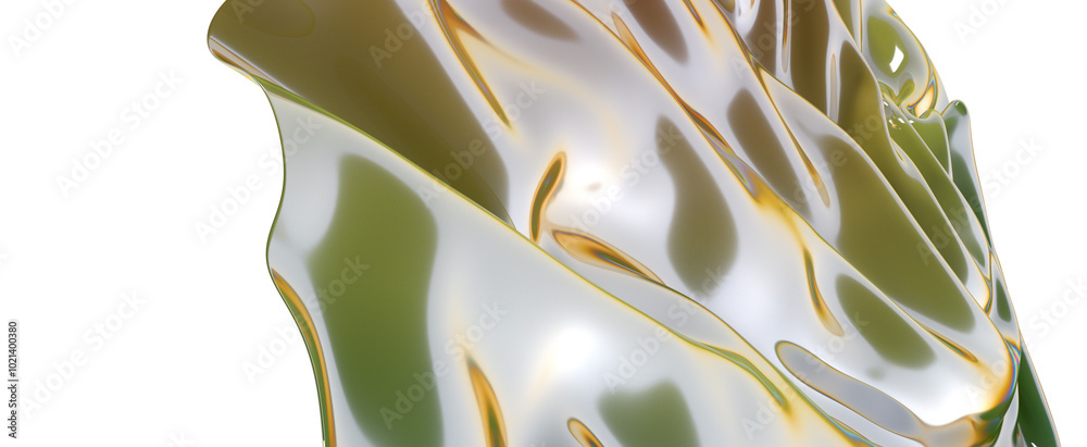 Aufkleber Shimmering iridescent fabric drapes creating a captivating abstract design