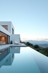 Modern Minimalist House With Infinity Pool And Mountain View