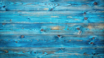 Naklejka premium Distressed Blue Wooden Planks with Visible Grain and Knots
