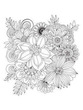 Vintage floral pattern with abstract flowers and leaves