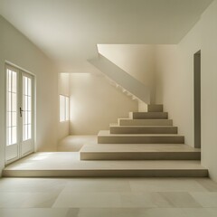Modern Minimalist Interior Design with White Staircase