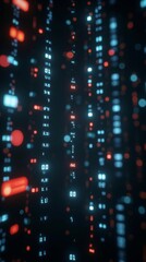 Raining code data stream. Cyberspace data transferring.
Bokeh effect hi-tech background.