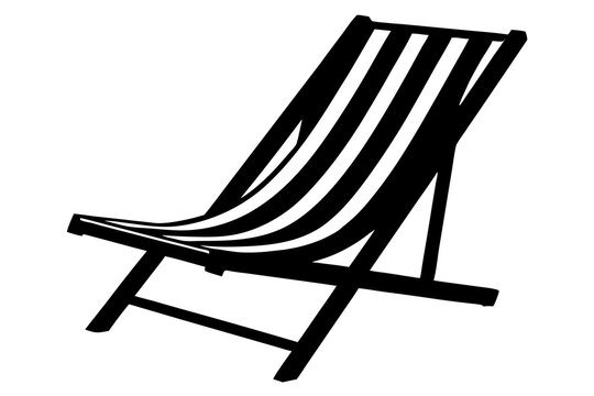 black and white striped beach chair clip art preview