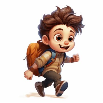 recommend clip art: student boy with backpack walking to school isolated