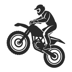Motocross Biker Silhouette Wheelie Illustration.
Dynamic Dirt Bike Rider Silhouette Art.
Motocross Rider Performing a Wheelie.