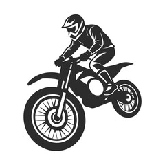 Motocross Biker Silhouette Wheelie Illustration.
Dynamic Dirt Bike Rider Silhouette Art.
Motocross Rider Performing a Wheelie.
