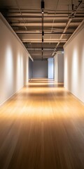 Empty Modern Office Hallway with Light Fixtures