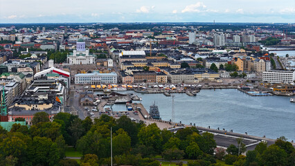 Helsinki Finland city aerial drone view