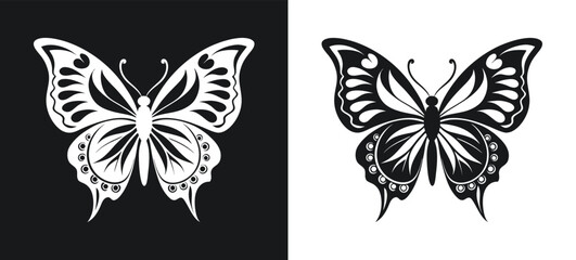 Butterfly black and white silhouette vector illustration