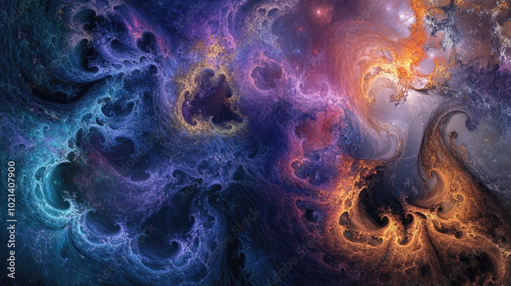 Poster Abstract fractal background featuring textured chaos with a fantasy theme