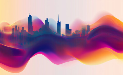 abstract colorful architecture city skyline