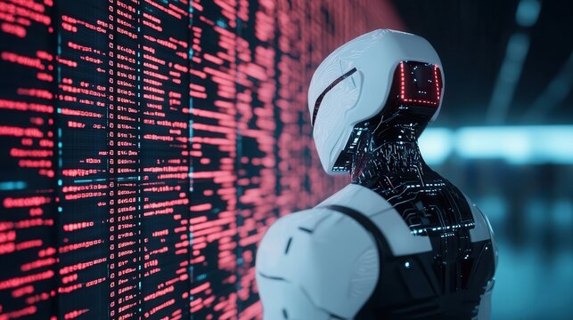 Concept for a futuristic AI-driven code debugging tool, highlighting errors and providing fixes, AI in coding, debugging automation