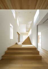 Modern Minimalist Wooden Staircase Interior Design