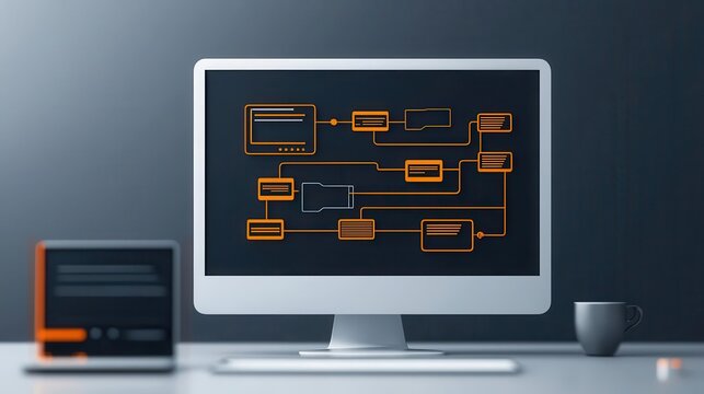 Technical diagram of an automated software patch management system, patch management, software maintenance