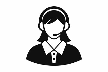 
Customer service girl vector, Customer service woman vector silhouette illustration
