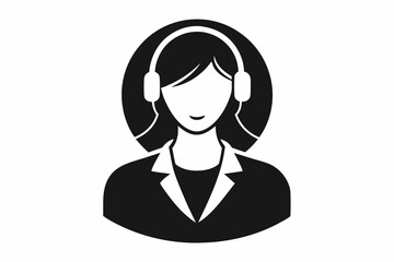 
Customer service girl vector, Customer service woman vector silhouette illustration
