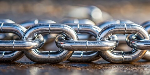 A Closeup View of a Metallic Chain, Showing Its Interlocking Links and Smooth Surface