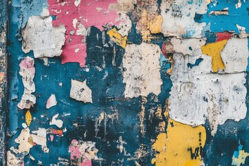 Abstract Texture of Peeling Paint and Graffiti on a Wall