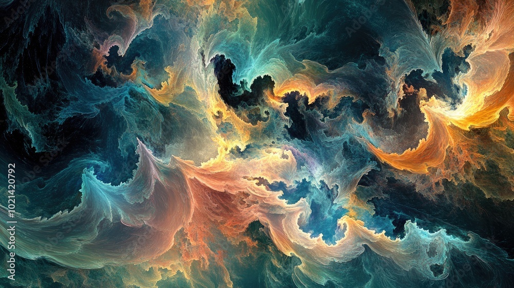Poster Abstract fractal background featuring textured chaos with a fantasy theme
