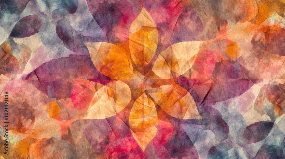Aufkleber artistic ethnic dyed pattern featuring crumpled paper texture and watercolor tie dye elements showca
