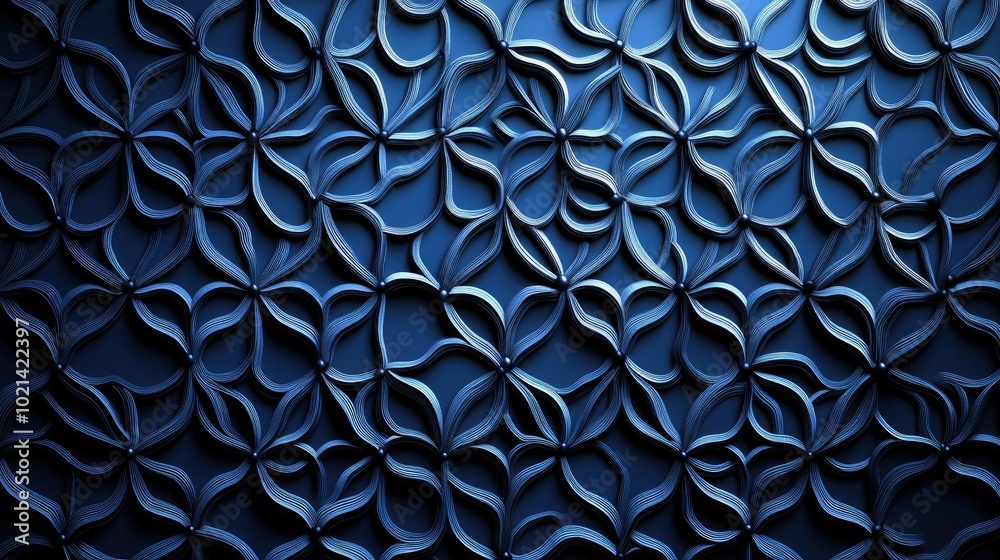 Poster Black patterns displayed on a blue background